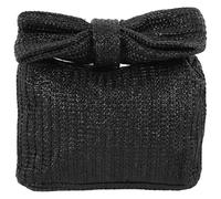 TOPPERFUN Borsa a Mano Fiocco Nera in Paglia Intrecciata, Pochette Elegante e Resistente per Feste, Matrimoni e Serate Formali, Borsa da Donna Leggera e Versatile per Uso Quotidiano