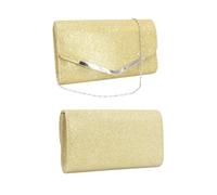 TOPPERFUN Borsa da Donna Raffinata in Materiale Glitter Oro Tracolla a Catena, Pochette Versatile a Media Capacità per Matrimoni e Riunioni di Famiglia