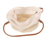 TOPPERFUN Borsa da Spiaggia Donna all Uncinetto in Cotone Chiusura a Cerniera Bianca, Capiente e Facile da Aprire, per Uscite Casual e Stagionali