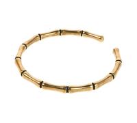 TOPPERFUN Bracciale Rigido Aperto in Ottone Lucido Design in Bambù Fatto a Mano, Bracciale da Donna Regolabile per Uso Quotidiano e Accessorio di Pace e Protezione