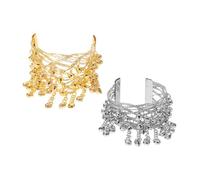 TOPPERFUN Braccialetti da Braccio per Danza del Ventre con Campanelle Set 2 Pezzi in Metallo Leggero Decorazioni per Polso Donna per Spettacoli e Balli Tribali