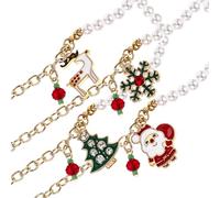 TOPPERFUN Braccialetto Decorativo Perline e Charm Natalizi Set da 4 Pezzi Ciondoli Albero di Natale Babbo Natale Pupazzo di Neve e Renna Ornamento da Polso Festivo per Regali e Feste