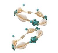 TOPPERFUN Braccialetto Di Conchiglie Marine Ciondolo Tartaruga, Set 2 Pezzi Boho Stile Oceanico, Gioielli Da Spiaggia Versatili Per Donna, Braccialetti e Cavigliere Estivi