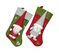 TOPPERFUN Calzini Natalizi Appesi 2 Pezzi Senza Volto Sacchetti Decorativi Rossi e Verdi Ciondoli di Natale Artigianali per Decorazioni Festive e Regali per e Amici