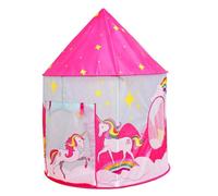 TOPPERFUN Casetta da Gioco a Forma di Unicorno Rosa, Rifugio da Gioco al Coperto con Porta Avvolgibile e Finestre, Materiale Ecocompatibile, Leggera e Facile da Pulire, la Cameretta