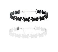 TOPPERFUN Collana Girocollo Donna 2 Pezzi, Set Collane Decorative Farfalla Nera e Bianca, Accessori per Maglioni, Gioielli Clavicola, Regalo per Fidanzate e Amiche, Moda Quotidiana e Feste