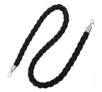 TOPPERFUN Corda Intrecciata Nera da 1,5 M Ganci in Acciaio Inox, Barriera di Sicurezza per Hotel e Controllo della Folla, Corda Divisoria per Eventi e Teatri, Resistente per Uso Frequente