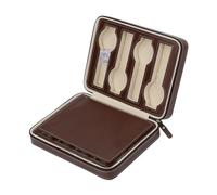 TOPPERFUN Custodia Portaorologi da Viaggio con Cerniera Organizer con Scomparti Imbottiti per Orologi Valigetta Portatile per Accessori da Viaggio Custodia Protettiva Marrone