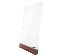 TOPPERFUN Espositore per Certificati in Acrilico 30x21 Cm, Formato A4, Doppia Faccia, Base Trapezoidale in Legno, per Foto, Menu e Ristoranti