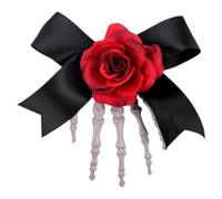 TOPPERFUN Fermagli per Chioma di Halloween Rossi con Teschio e Mano Fantasma in Plastica e Tessuto, Leggeri e Unici per Occasioni Speciali e Feste in Maschera