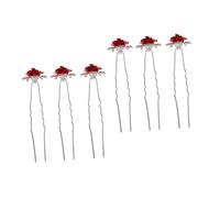 TOPPERFUN Forcine per Chioma da Sposa a Forma di U Strass e Decorazioni Floreali Set da 6 Pezzi Accessori Eleganti per Matrimoni Feste e Cerimonie Fermagli per Chioma Femminili