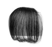 TOPPERFUN Frangetta Finta Clip in Capelli Neri Naturale Opaca Estensione Sottile Resistente al Calore Tagliabile e Modellabile con Ferro per Donna