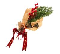 TOPPERFUN Ghirlanda Natalizia a Goccia Pigne, Campanelli e Fiocco | Plastica Rossa e Verde, Decorazione Classica per Porta D’ingresso, Interno e Stufa