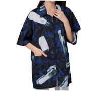 TOPPERFUN Grembiule Parrucchiere Blu Xl Camice da Lavoro Salone Smock per Estetista Facile da Pulire e Resistente per Taglio e Colorazione Capelli