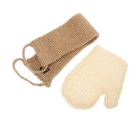 TOPPERFUN Guanto Esfoliante Per La Schiena e Scrub Corpo Set 2 Pezzi 60x11cm in Fibra Naturale Asciugamano Antipolvere Manico Largo Per Bagno Adulto Pulizia Profonda e Schiuma Ricca