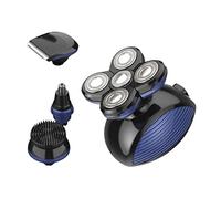 TOPPERFUN Macchinetta per Barba Uomo Elettrica Blu 5 Lame Flottanti Ipx5 in Abs, Tagliacapelli Professionale Multifunzione Testina Rifinitrice per Uso Rapido