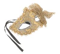 TOPPERFUN Maschera Mezza Faccia Veneziana Donna Oro Farfalla Elegante in Plastica e Tessuto Leggera e Aderente per Feste di Halloween e Carnevale
