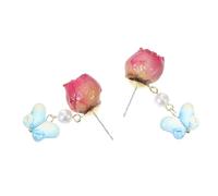 TOPPERFUN Orecchini Pendenti Rosa Secca Francese con Leggeri e Artistici Accessorio Versatile per Romantici per Matrimoni e Feste