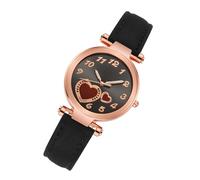 TOPPERFUN Orologio da Donna Quarzo Versatile e Facile da Indossare Design Romantico a Cuore Cinturino in Pelle Effetto Opaco Nero per Regali e Molte Occasioni