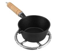 TOPPERFUN Padella Piccola in Ghisa Manico in Legno Mini Casseruola Beccuccio da 13 CM per Friggere Uova e Sciogliere Burro Pentola Compatta per Fornelli a Gas e Induzione per Cucine