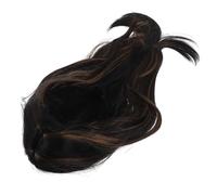 TOPPERFUN Parrucca Sintetica Lunga con Frangia a Strati Fibra Resistente al Calore Colore Misto Nero e Castano Parrucca Liscia Realistica per Donne per Cosplay e Uso Quotidiano