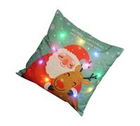 TOPPERFUN per Cuscino Natalizio Luci LED Motivo Babbo Natale in Lino per Divano Letto e Auto Decorazione senza Anima