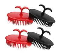 TOPPERFUN Pettine Per Stimolazione Cuoio Capelluto Morbida 4 Pezzi Set, Pettine Esfoliante Per Shampoo, Massaggiatore Per Lavaggio Chioma Da Adulto, Portatile Per Doccia e Trattamento Antiforfora