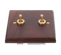 TOPPERFUN Placca Interruttore in Legno Noce Tipo 86 da Parete, Copri Interruttore Levetta Rustico Resistente ai Graffi con Doppio Controllo per Ufficio e Cucina