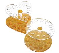 TOPPERFUN Porta Pennelli per Training e Pratica Unghie 2 Pezzi in Acrilico Unghie Design a Fori Supporto Cuore e Tondo per per Nail Art