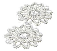 TOPPERFUN Retine per Chioma da Danza con Perle e Strass Copri Chignon Elastico All’Uncinetto Bianco Set da 2 Pezzi per Ballerine Feste e Spettacoli