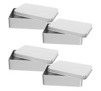 TOPPERFUN Scatola di Latta per Dadi 4 Pezzi con Coperchio Semplice, Contenitore in Metallo Resistente per Piccoli Accessori, Custodia Compatta per Giochi da Tavolo e Forniture la Casa