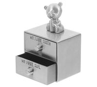 TOPPERFUN Scatola Per Primo Dente e Ricciolo in Metallo Doppio Cassetto Per Dentini Da Latte Capelli Fetali e Ricordi Di Ragazza Piccola Scatola Portaoggetti Decorativa