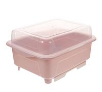 TOPPERFUN Scolapiatti con Coperchio, Colapiatti da Cucina Rosa in PP | Vassoio Raccogligocce Staccabile, Superficie Liscia e Lavaggio Facile, per Tavola Ordinata e Asciutta