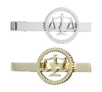 TOPPERFUN Set 2 Fermacravatta Uomo in Acciaio Inossidabile Argento e Oro Bilancia della Giustizia, Clip per Camicia da Avvocato, Accessori Formali per Matrimoni e Colloqui di Lavoro