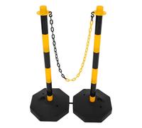 TOPPERFUN Set 2 Paletti Segnalazione Stradale in Plastica Riempibili con Base Staccabile con Catene 1 Metro e Ganci S per Sicurezza Vialetti Parcheggi e Cantieri Temporanei