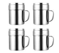 TOPPERFUN Set 4 Bottiglie per Condimenti in Acciaio Inox 304 Impugnatura Ergonomica e Coperchio Girevole Contenitori Portatili per Peperoncino e Spezie Sicuri e Facili da Pulire per Uso