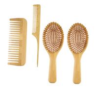 TOPPERFUN Set 4pz Pettini in Bambù per Capelli Massaggio Cute Spazzola Multiuso Pratica per Cura Quotidiana