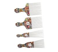 TOPPERFUN Stile Semplice Set 4 Pettini in ABS e Acciaio Inossidabile per Chioma Ricci Stili multipli Pettine Districante che Non Danneggia il Cuoio Capelluto per Chioma Afro e Ricci