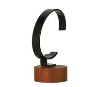 TOPPERFUN Supporto per Orologi da Polso in Acrilico a C Base in Legno di Noce, Porta Braccialetti e Portagioie Singolo, Espositore Moderno per Orologi da Uomo e Donna, Organizer per Casa