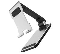 TOPPERFUN Supporto per Telefono e Tablet da Tavolo Pieghevole, Supporto per Live Streaming, Lega di Alluminio e Plastica, 2 Cerniere, Altezza e Angolo Regolabili, Argento