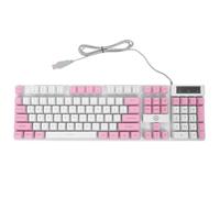 TOPPERFUN Tastiera da Gioco Ergonomica Rosa 104 Tasti Retroilluminati Rgb, Tasti Sospesi in Abs e Supporto Pieghevole per PC Gaming Full Size