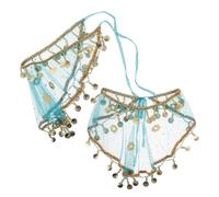 TOPPERFUN Velo per Danzatrice del Ventre Frange in Chiffon Traspirante Set da 2 Pezzi Accessorio per Costumi da Ballo e Feste in Stile Indiano per Performance Sul Palco e Mascherate