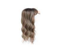 Toppers for capelli da donna Parrucche sintetiche ondulate lunghe da 20 pollici con frangia - Posticci con clip for capelli diradati, Extension per Capelli(Light Brown highlight)