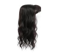 Toppers for capelli da donna Parrucche sintetiche ondulate lunghe da 20 pollici con frangia - Posticci con clip for capelli diradati, Extension per Capelli(Dark brown)