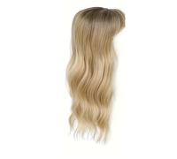 Toppers for capelli da donna Parrucche sintetiche ondulate lunghe da 20 pollici con frangia - Posticci con clip for capelli diradati, Extension per Capelli(Ombre Dark Blonde)