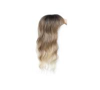 Toppers for capelli da donna Parrucche sintetiche ondulate lunghe da 20 pollici con frangia - Posticci con clip for capelli diradati, Extension per Capelli(Dark blonde with dark root)