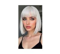 Toppers for capelli umani Remy da 10 pollici con frangia, base in seta, 3 clip in toppers for capelli for donne, estensioni for capelli Topper per Capelli da Donna(White Blonde)