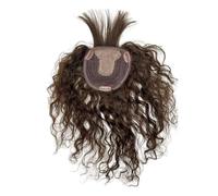 Toppers for capelli umani ricci ondulati con frangia for donne Posticci for copertura del volume di perdita di capelli lieve(12 inch,Brown)