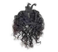 Toppers for capelli umani ricci ondulati con frangia for donne Posticci for copertura del volume di perdita di capelli lieve(10 Inch,Natural Black)