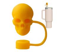 Toppers in paglia con teschio per bicchieri, copertura in paglia con | Silicone con copertura in paglia a forma di scheletro Bicch